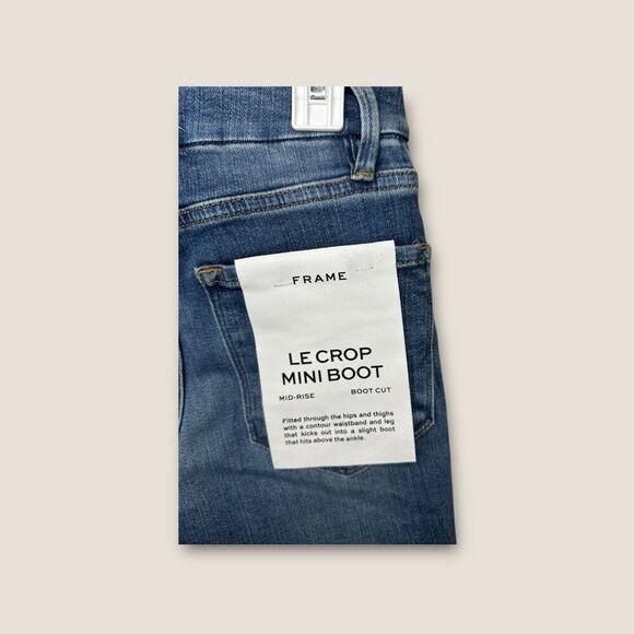 FRAME Le Crop Mini Boot Jeans Mid Rise Wine Ridge Destruct NWT Size 23 - Picture 5 of 8